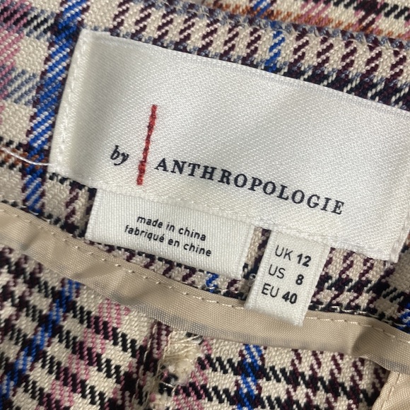 ANTHROPOLOGIE MALCOLM PLAID TAPERED TROUSERS STRAIGHT LEG ROLLED HEM HOUNDSTOOTH - Picture 11 of 13